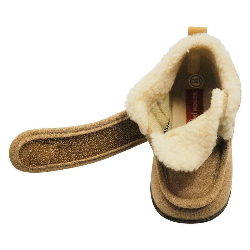 Miki House First baby shoes of brushed material - Beige - HYPHEN KIDS