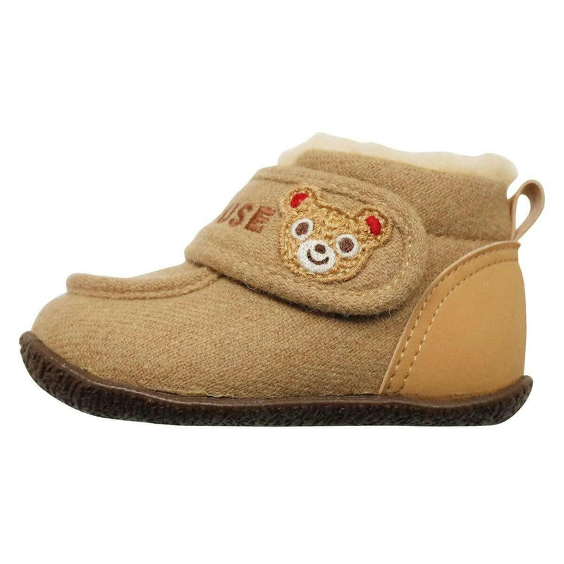 Miki House First baby shoes of brushed material - Beige - HYPHEN KIDS