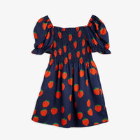Mini Rodini Strawberries Woven Puff Sleeve Dress -HYPHEN KIDS