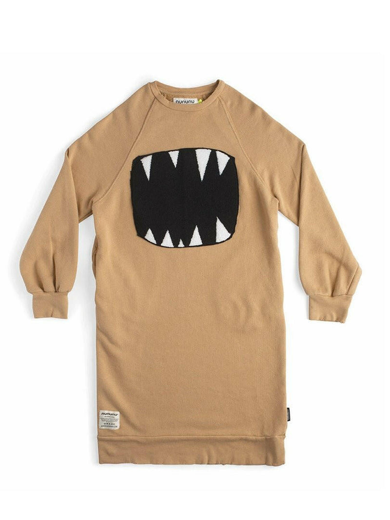 NUNUNU Fuzzy Roar A Dress - Mocha - HYPHEN KIDS