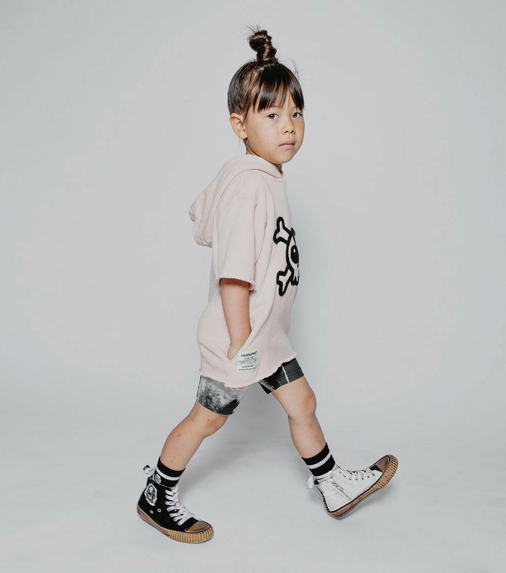 nununu fuzzy skull s/s hooded sweatshirt - HYPHEN KIDS
