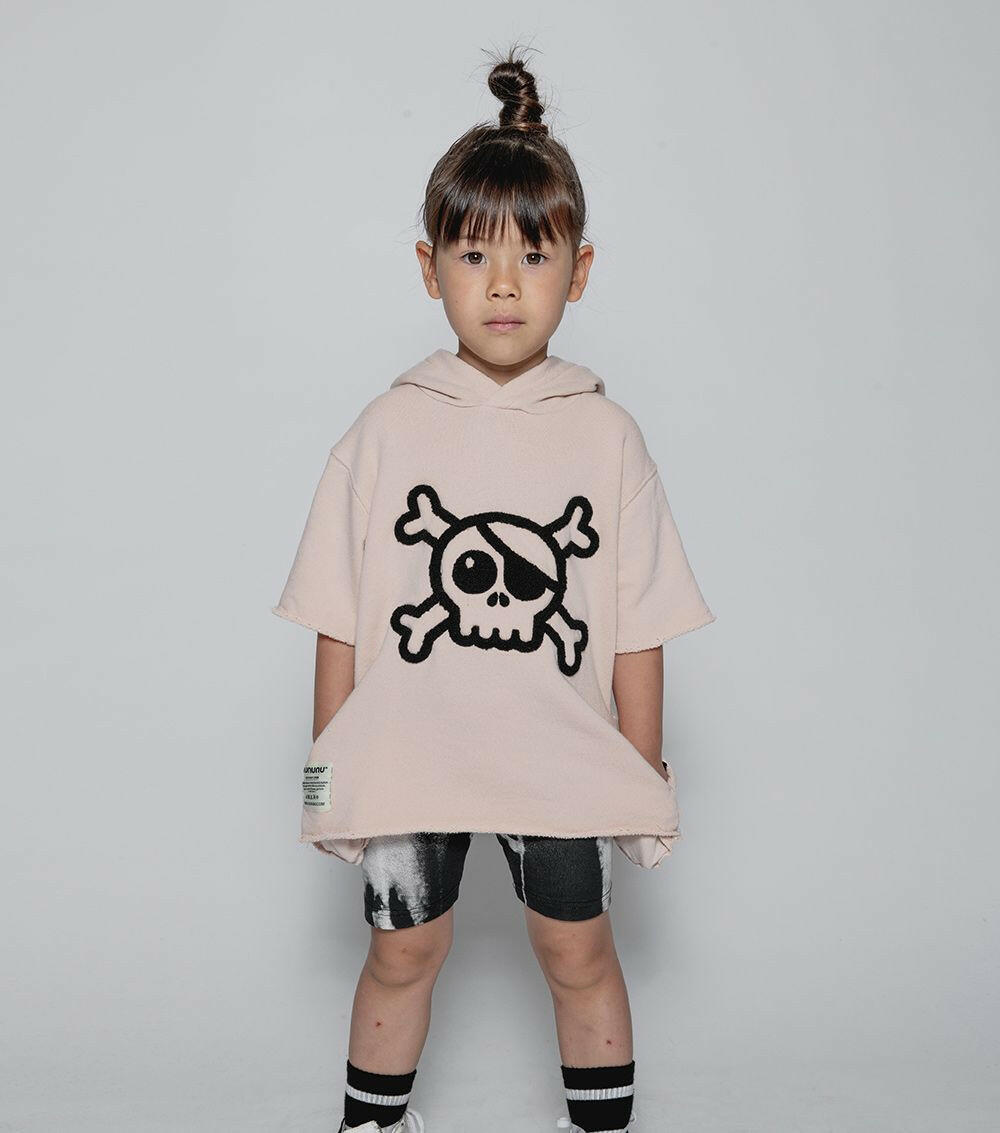 nununu fuzzy skull s/s hooded sweatshirt - HYPHEN KIDS