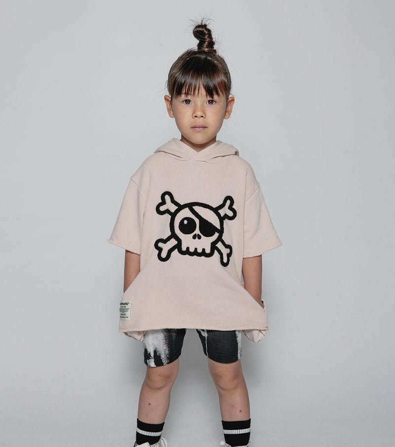 nununu fuzzy skull s/s hooded sweatshirt - HYPHEN KIDS