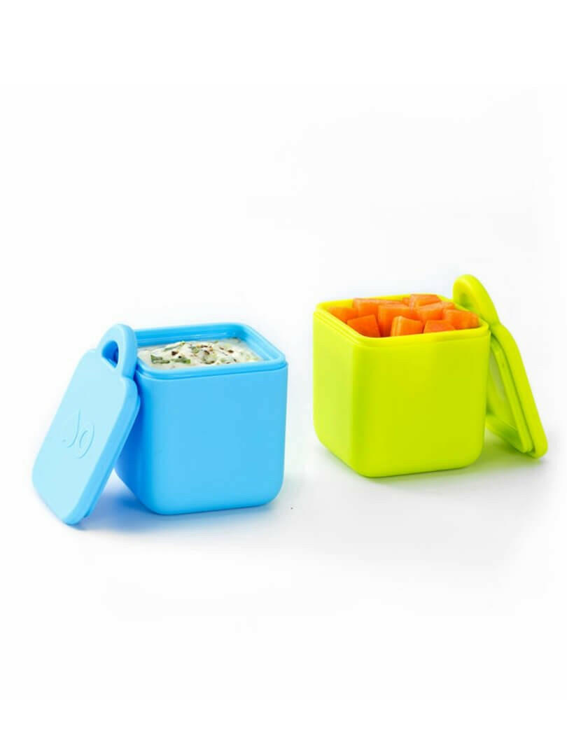 Omiedip - Silicone Dip Container 2 pack - Blue and Lime - Snack Box - 