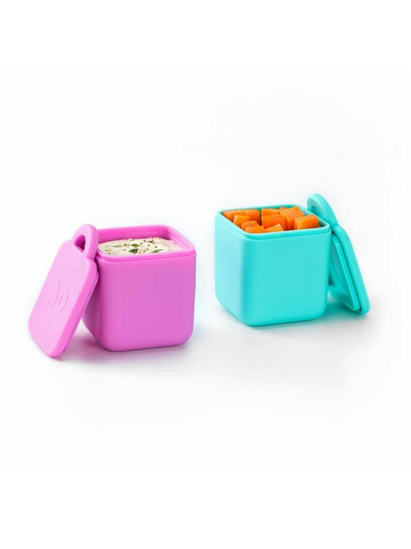 Omiedip - Silicone Dip Container 2 pack - Pink and Teal - Snack Box - 