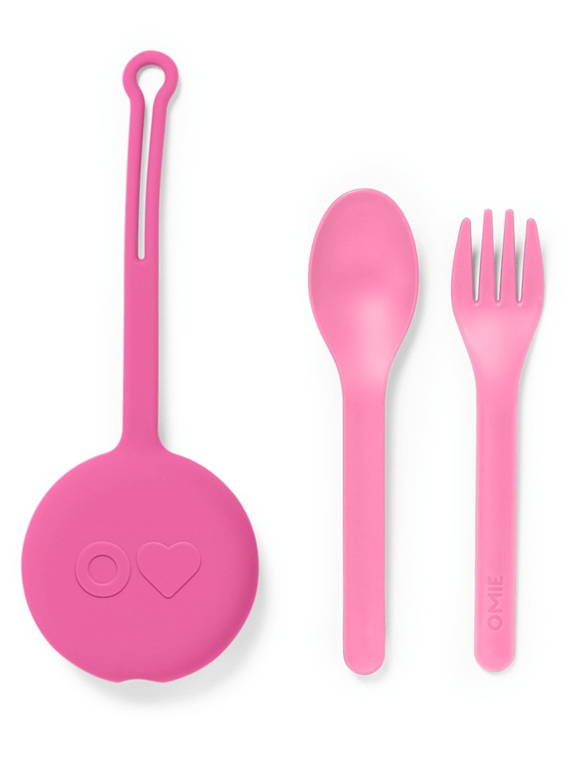 OmiePod & Fork, Spoon Set - Bubble Pink -HYPHEN KIDS