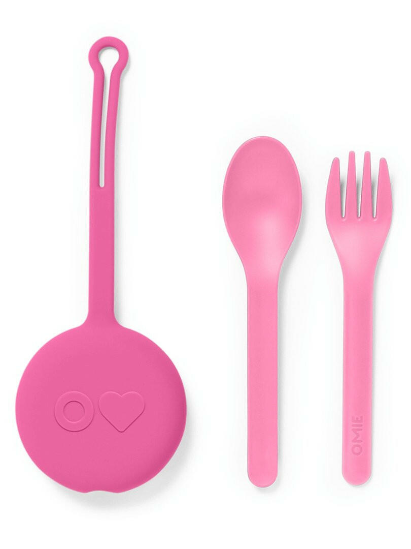 OmiePod & Fork, Spoon Set - Bubble Pink - Utensils - 