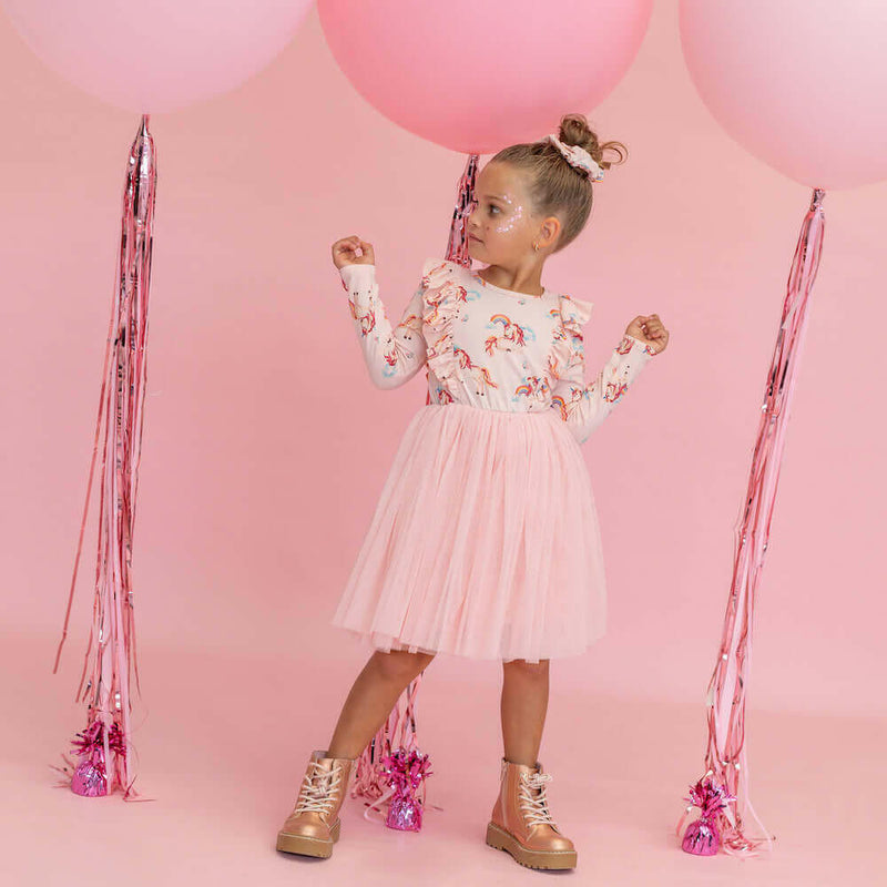 Rainbow Unicorn L/S Hazel Tutu Dress - HYPHEN KIDS