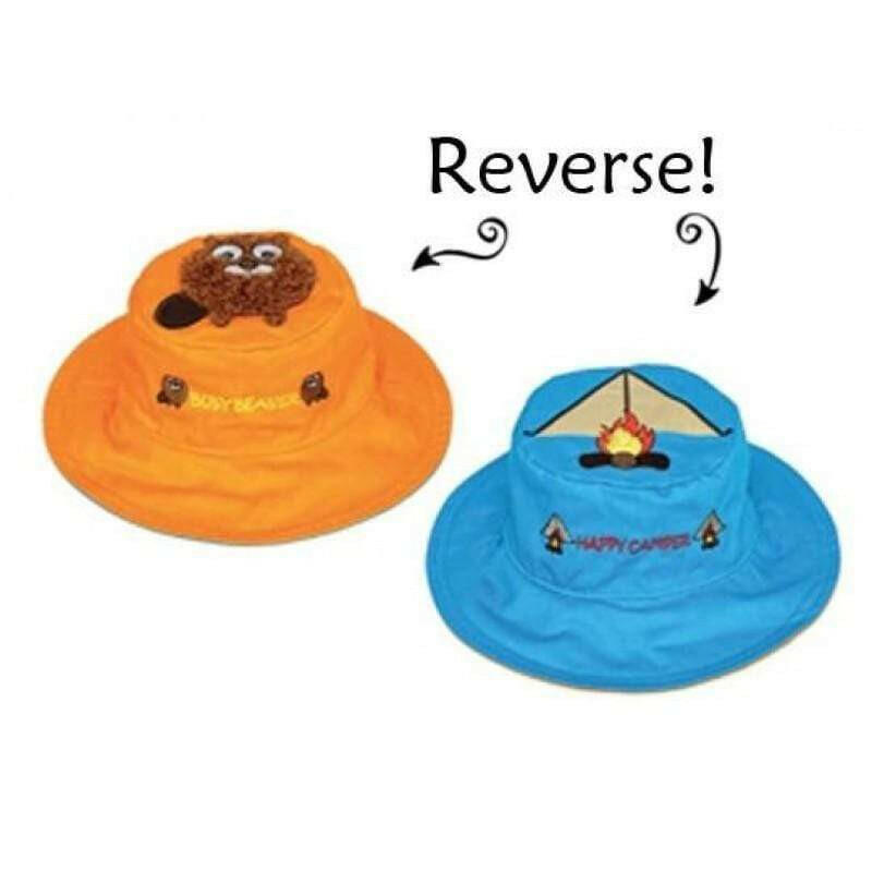 Reversible Kids Sun Hat - Beaver/Tent - HYPHEN KIDS