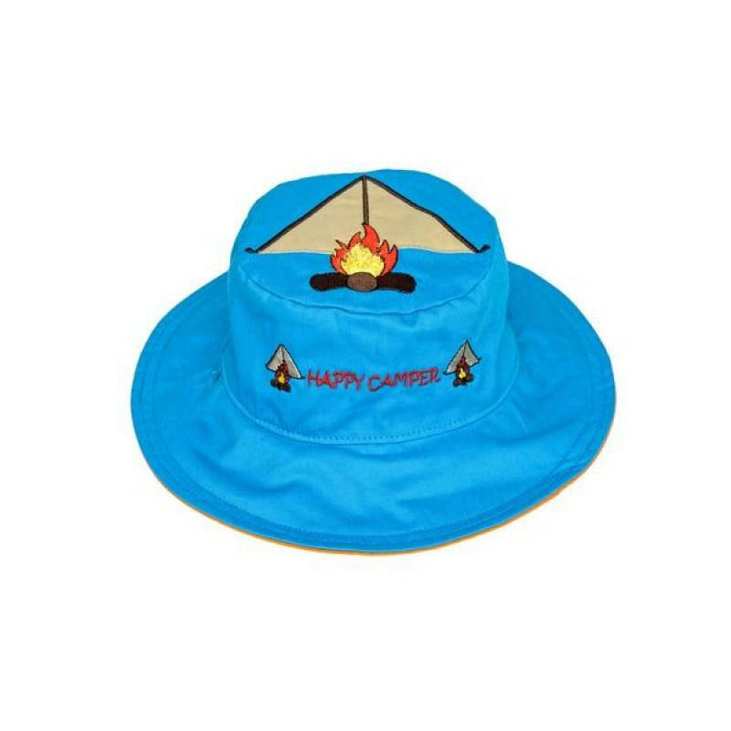 Reversible Kids Sun Hat - Beaver/Tent - HYPHEN KIDS