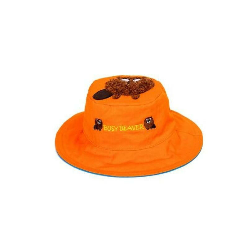 Reversible Kids Sun Hat - Beaver/Tent - HYPHEN KIDS