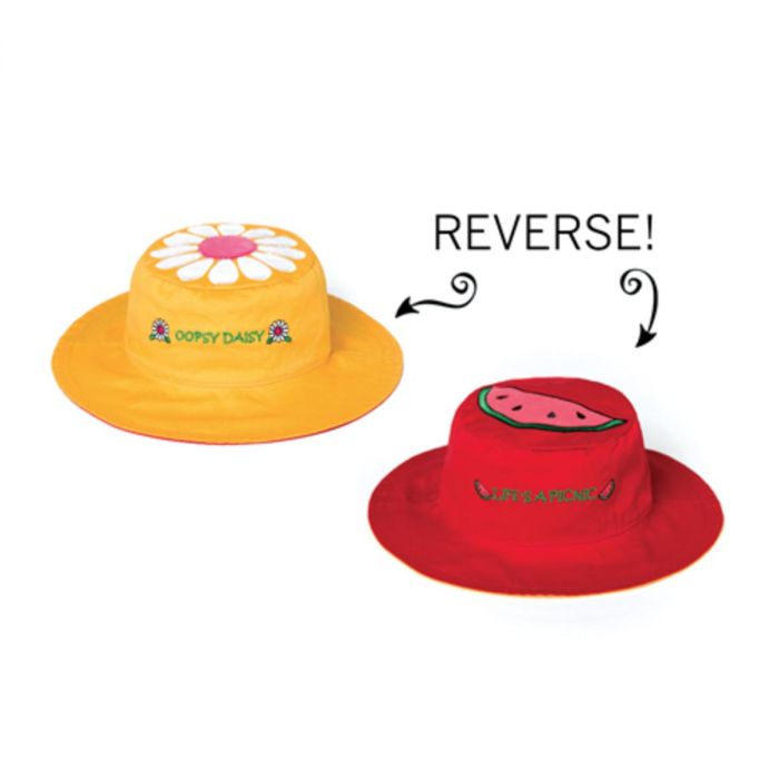 Reversible Kids Sun Hat - Daisy/Watermelon -Small Size -HYPHEN KIDS
