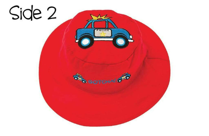 Reversible Kids Sun Hat - Fire Truck | Police Car (Small Size) - HYPHEN KIDS