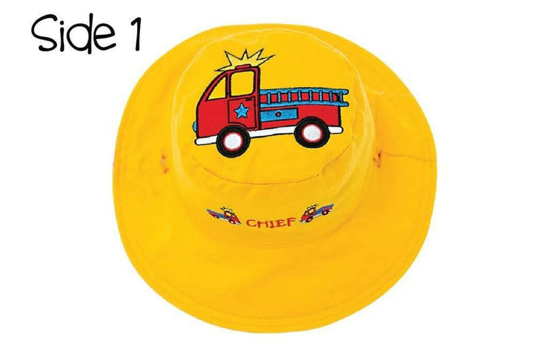 Reversible Kids Sun Hat - Fire Truck | Police Car (Small Size) - HYPHEN KIDS