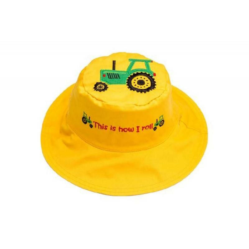 Reversible Kids Sun Hat - Tractor/Dog (Small Size) - HYPHEN KIDS