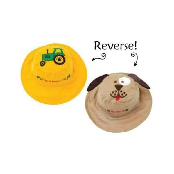 Reversible Kids Sun Hat - Tractor/Dog (Small Size) - HYPHEN KIDS