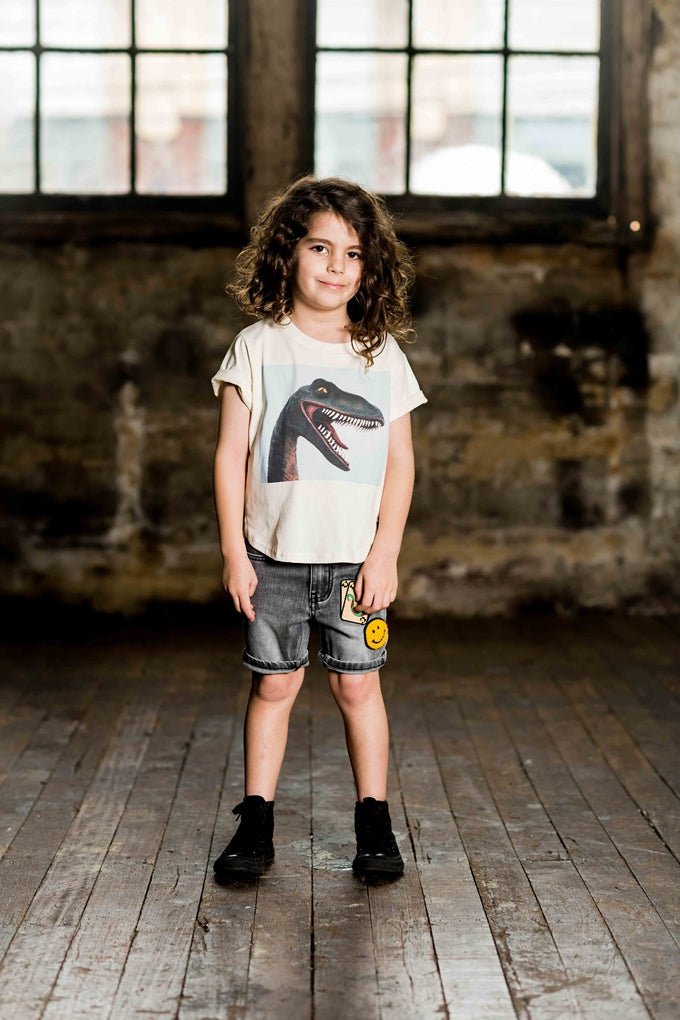 Rock Your Kid Smile Dino Short Sleeve T-Shirt Boxy Fit -HYPHEN KIDS