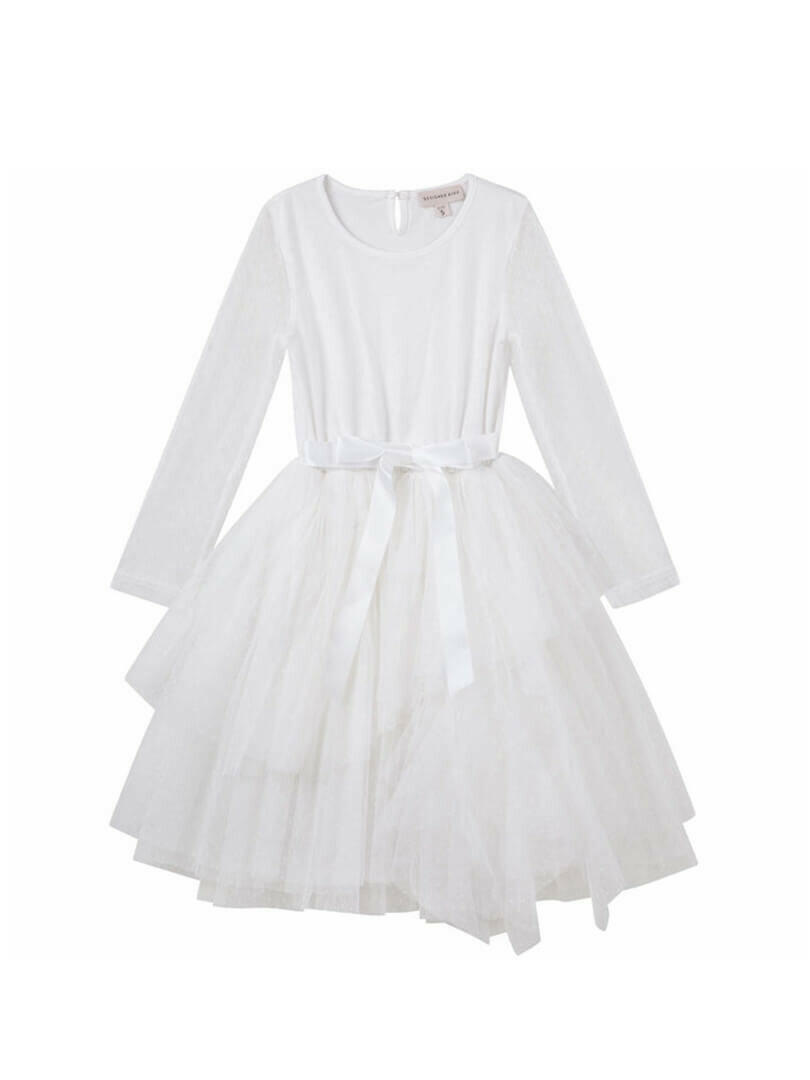 Sally L/S Spot Tutu Dress - Ivory - HYPHEN KIDS