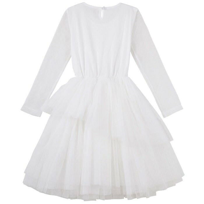 Sally L/S Spot Tutu Dress - Ivory - HYPHEN KIDS