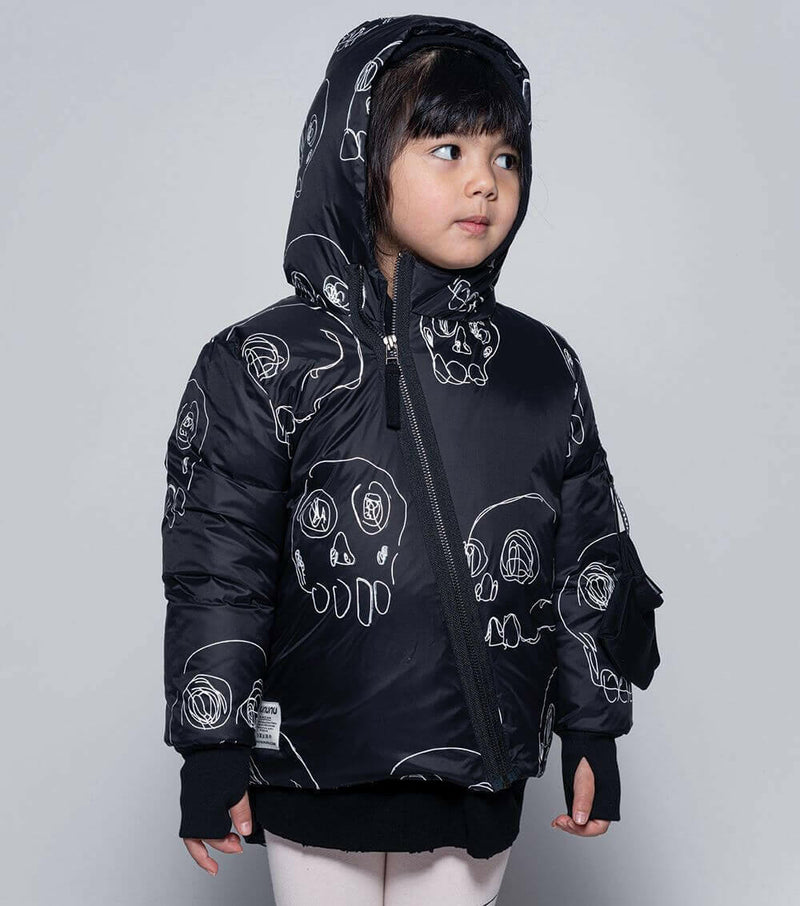 Scribbled Skulls Down Jacket - HYPHEN KIDS
