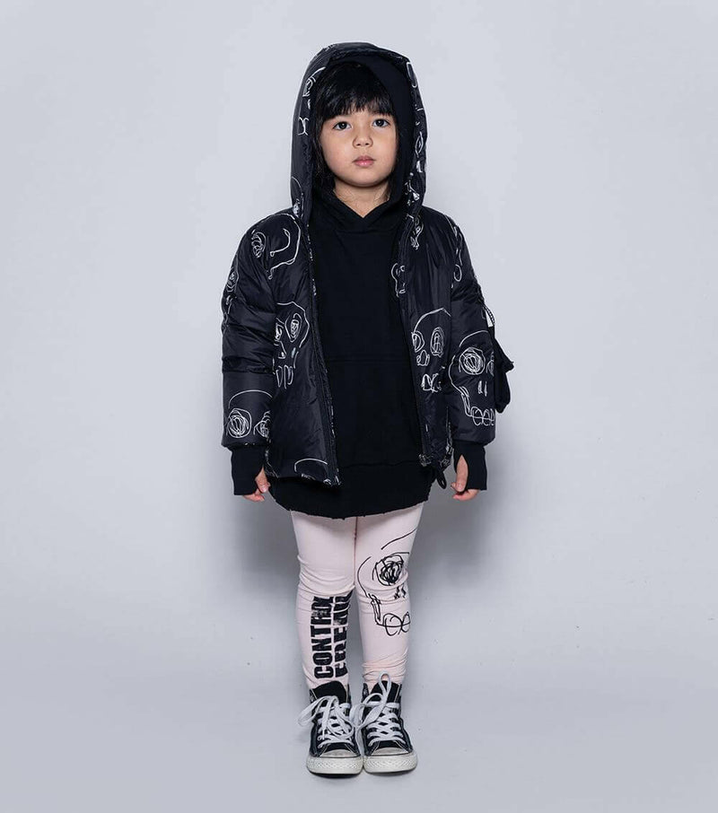 Scribbled Skulls Down Jacket - HYPHEN KIDS