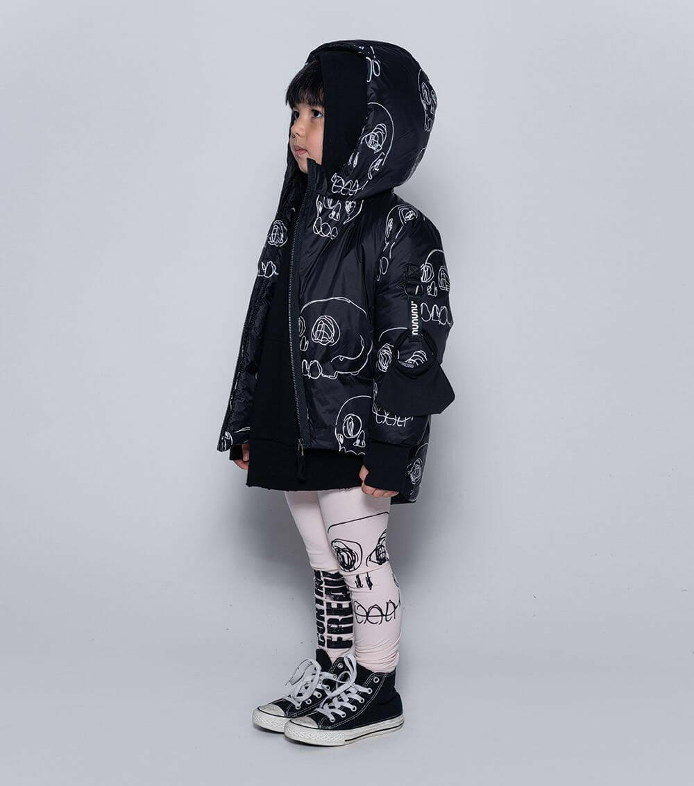 Scribbled Skulls Down Jacket - HYPHEN KIDS
