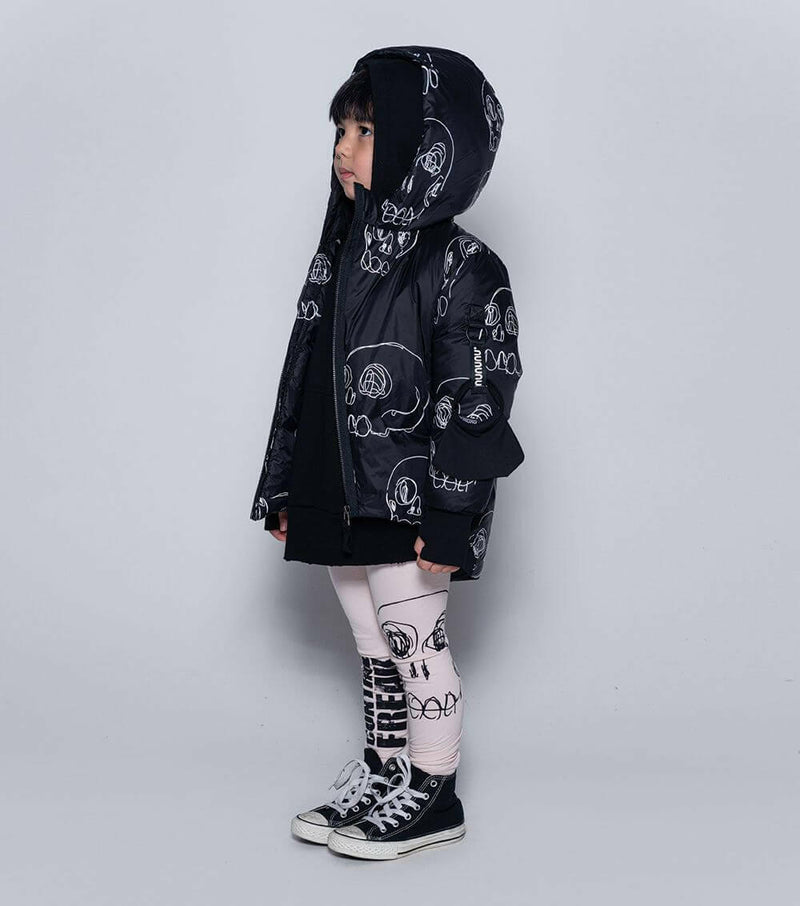 Scribbled Skulls Down Jacket - HYPHEN KIDS