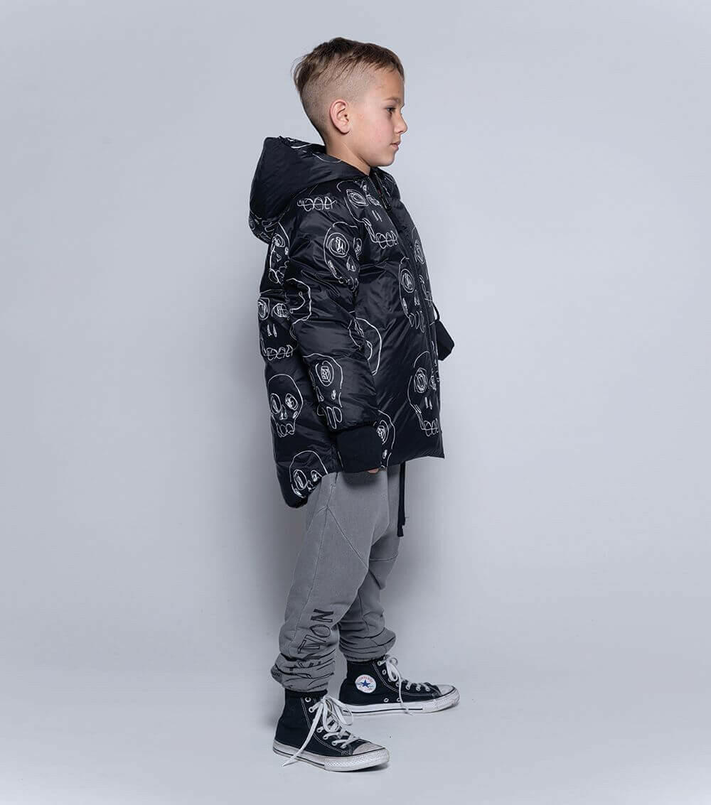 Scribbled Skulls Down Jacket - HYPHEN KIDS