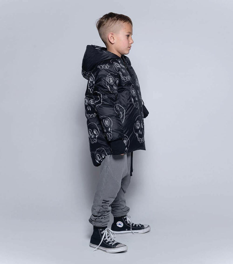 Scribbled Skulls Down Jacket - HYPHEN KIDS