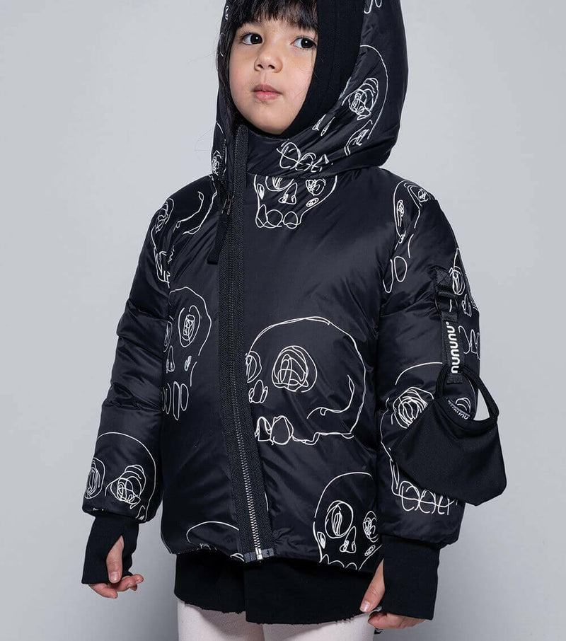 Scribbled Skulls Down Jacket - HYPHEN KIDS