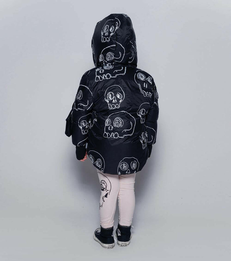Scribbled Skulls Down Jacket - HYPHEN KIDS