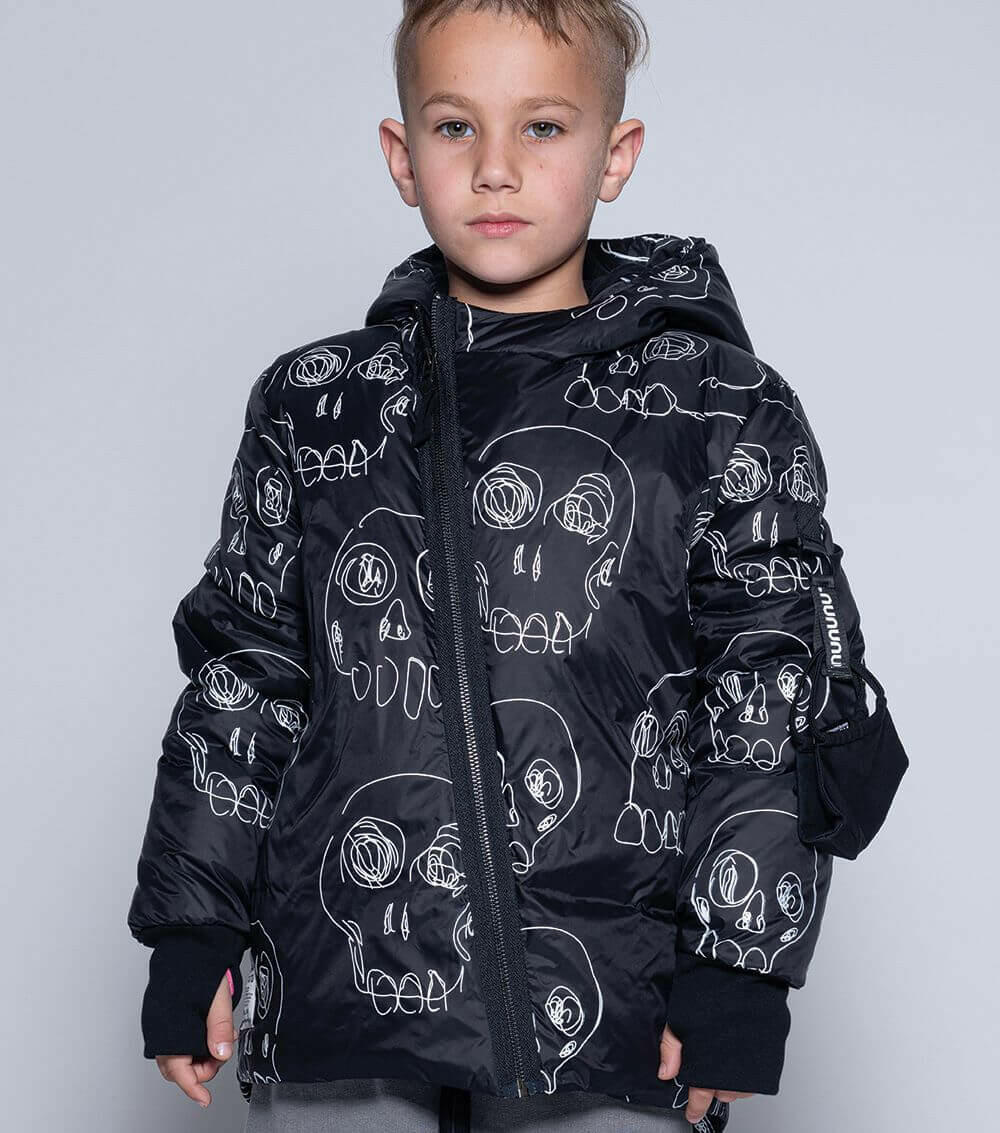 Scribbled Skulls Down Jacket - HYPHEN KIDS