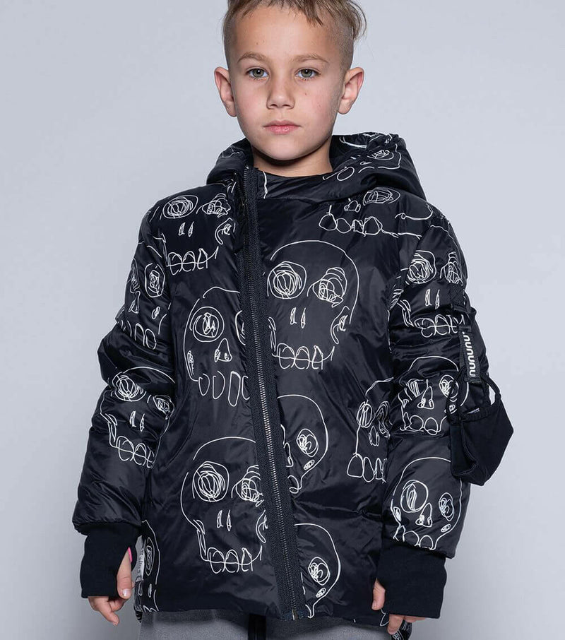 Scribbled Skulls Down Jacket - HYPHEN KIDS