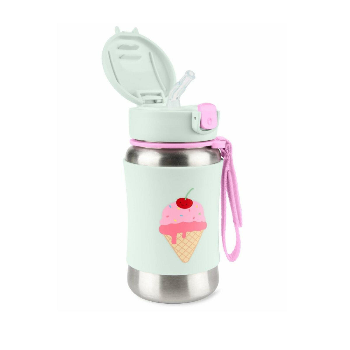 Shop Skip Hop Spark Style Stainless Steel Straw Bottle - Ice Cream NZ | Premium Thermos Bottle for School Kids