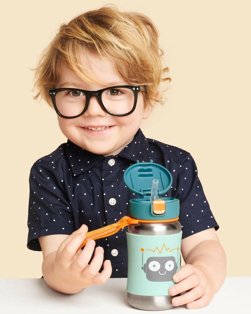 Skip Hop Spark Style Stainless Steel Straw Bottle - Robot - HYPHEN KIDS
